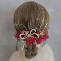 クイーンレッド♡金箔付♡髪飾り ヘッドドレス 前撮り 成人式 卒業式 七五三