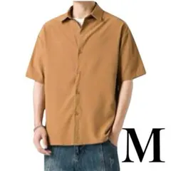 タグ付き新品　半袖シャツ メンズ 夏用 無地 シンプル カジュアル ブラウンM