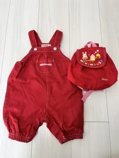mikiHOUSE 赤いロンパースとリュックセット S