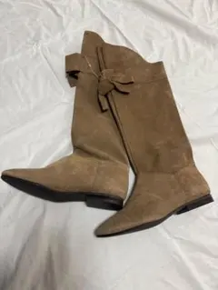 新品✨JOE SANCHEZ ベージュ スエード ロングブーツ　リボン　23㎝