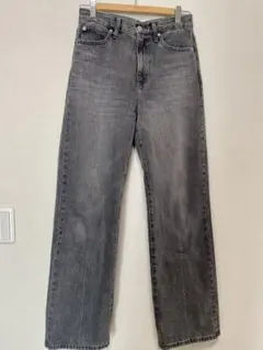 UNIQLO JEANS ワイドストレートジーンズ グレー23標準丈