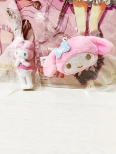 マイメロディ　サンリオミニチュアチャーム　ライブキャラクターぬいぐるみ2個セット