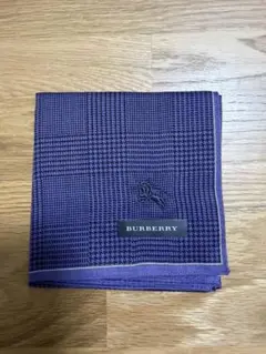 【未使用】Burberry バーバリー メンズハンカチ　パープル
