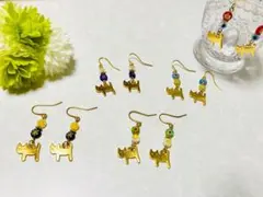 猫とお花のピアス