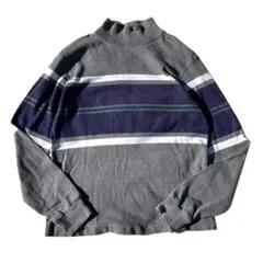 【90s】USA製 L.L.Bean モックネック マルチボーダー カットソー