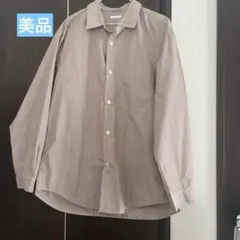 美品　Mサイズ　GU ストライプ　シャツ　ブラウン