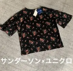 新品タグ付　スタジオサンダーソン×ユニクロ　黒　花柄　M Tシャツ