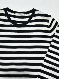 GALERIEVIE クルーネックプルオーバー ボーダー モノトーン 綿100%