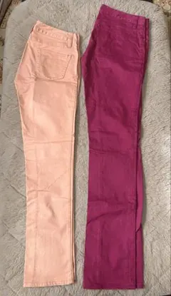 ピンク、紫　スキニーパンツ サイズM 二枚セット