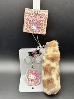 【新品】 サンリオ ギャルネコ ストラップ ハローキティ ヒョウ柄