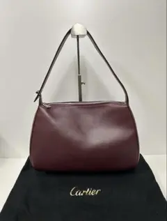 Cartier カルティエ カボション ボルドー レザー ワンショルダーバッグ