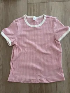SHEIN リブTシャツ ピンク ホワイトのサムネイル
