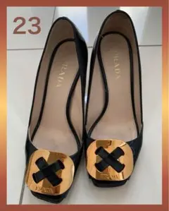 セール❣️PRADA 黒 エナメル ハイヒール　23センチ