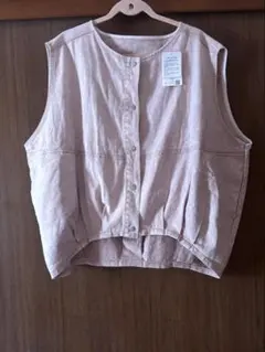 しまむら　helm デニムコクーンベスト　ピンク