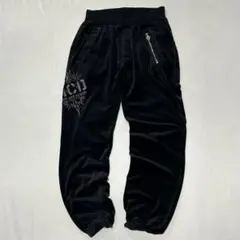 00s ベロア ワイド イージー トラックパンツ ラメ 刺繍 お兄系 y2k