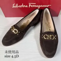 未使用 サルヴァトーレフェラガモ パンプス スエード 本革 ガンチーニ ブラウン