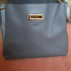 グレー レザー ショルダーバッグ