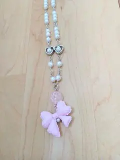 ビックリボンネックレス　ピンク　フェアリーグランジ韓国ビーズy2k平成