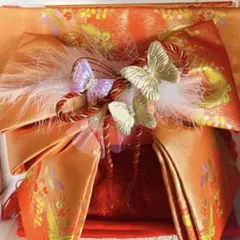 七五三 5〜7歳女の子 むすび帯/帯揚げ/しごきセット 蝶々柄 オレンジ 赤 他のサムネイル