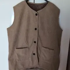 【新品未使用品】ベージュ コーデュロイ ノースリーブベスト