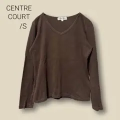 2755　【CENTRE COURT】　長袖　トップス　ブラウン　S　Vネック
