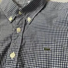 LACOSTE チェック柄 ボタンダウンシャツ キッズ用　ネイビー