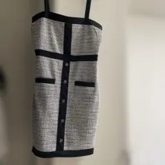 ノースリーブミニワンピース ブラックホワイトツイード