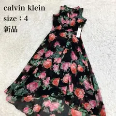 Calvin Klein ノースリーブ 花柄 アシンメトリー ワンピース - メルカリ