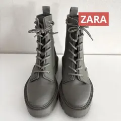 ZARA カーキーグレーハイカットブーツ 36