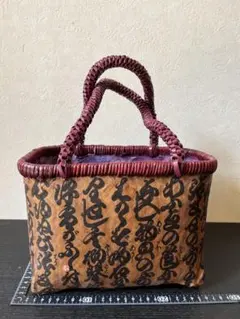 一閑張り　一閑張りバッグ　浮世絵　雲龍　達磨　古文書　和紙　竹籠　籠バッグ 一閑張りアート フリーBox（江戸の暮らしシリーズ和紙） | iichi