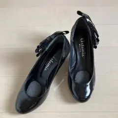 ★美品★DIANA パンプス　リボン付き　黒　22㎝