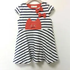 BABY CHEER 子供服 半袖ワンピース 90cm ボーダー 猫 リボン