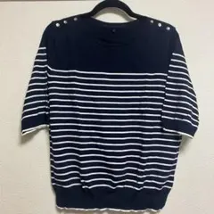 新品未使用♡半袖サマーニット ボーダー ネイビー 紺 接触冷感のサムネイル