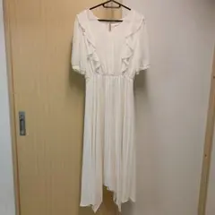 ROYAL PARTYアイボリーフリルデザイン ロングワンピース