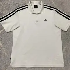❣️【adidas アディダス】メンズポロシャツ ホワイト×ブラック　サイズO