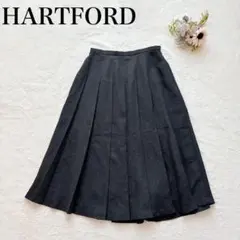 【ハートフォード】プリーツスカート（M）ウール00％ フレア ミディ丈 シンプル