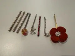 ヘアピン 8本セット 花モチーフ付き