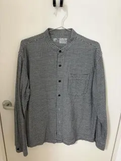 無印良品 フランネル黒白チェック 長袖シャツ