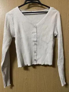 GU ベージュ　リブ編み長袖カーディガン