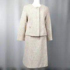 S> NATURAL BEAUTY BASIC スーツ ベージュ ツイードA4