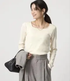 ブライトリブ スクエアネック ロングスリーブ グリーンレーベル