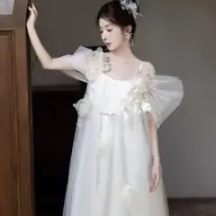 【即日出荷可能】✨軽やか白ドレスで魅せる✨ウェディングドレス　結婚式や前撮り