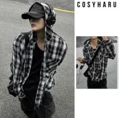 【COSYHARU】チェックフードシャツ
