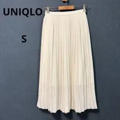 【美品】ユニクロ　レディース　 S オフホワイト　シフォンプリーツロングスカートのサムネイル
