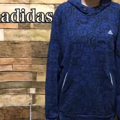 アディダス　パーカー　胸刺繍ロゴ　プルオーバー　総柄
