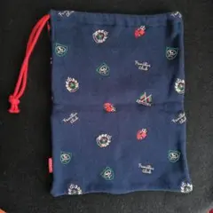 Familiar ネイビー柄 巾着袋