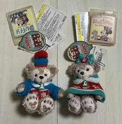タグ付☆ダッフィー&シェリーメイ ディズニーベア ぬいぐるみチャーム クリスマス