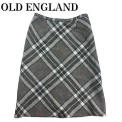 OLD ENGLAND オールドイングランド チェックウールスカート M グレー