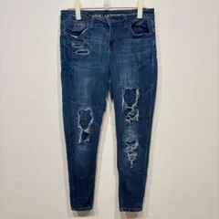 ☆ LEFLAH XL USED加工 うしろまえ ストレッチ デニムパンツ - メルカリ