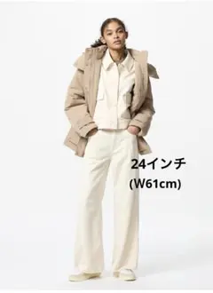 UNIQLO ドレープワイドフレアジーンズ　白